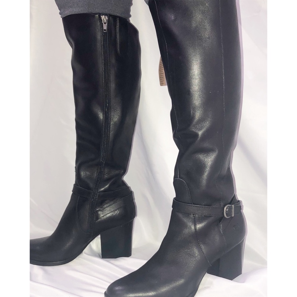 Born Black Leather Tall Riding Boots Buckles NWOB - Picture 13 of 13